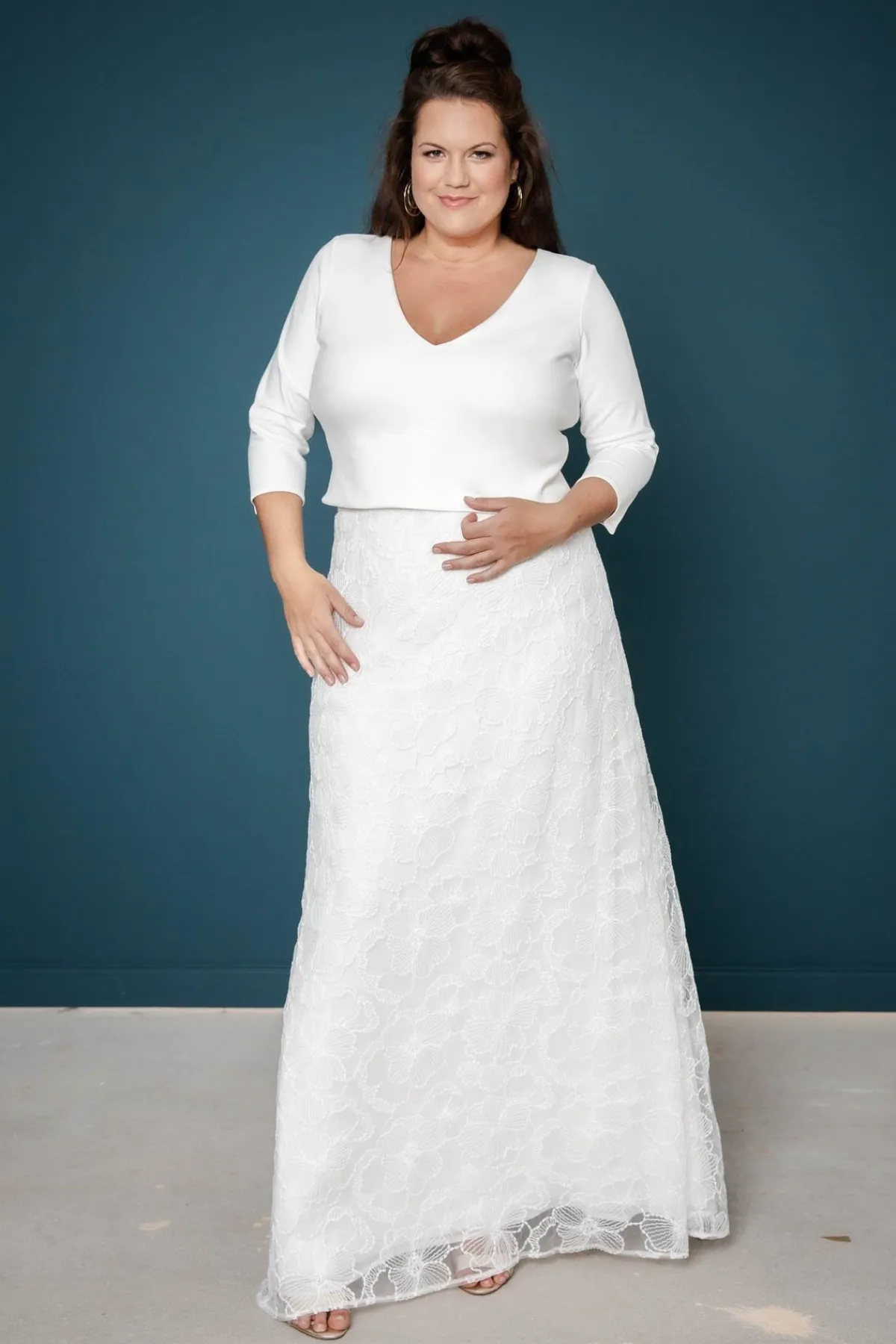 Braut Top mit V-Ausschnitt und Dreiviertelärmeln – Sheyla Curvy<noni Outlet