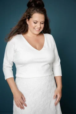 Braut Top mit V-Ausschnitt und Dreiviertelärmeln – Sheyla Curvy<noni Outlet