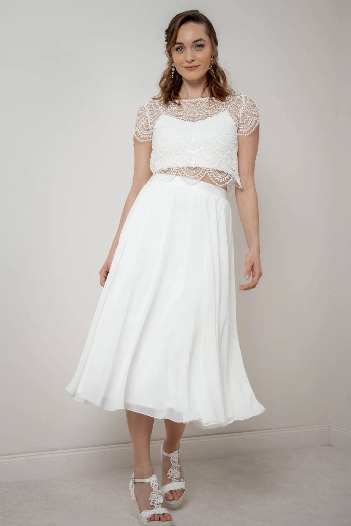 Braut Wedges, Sandalette mit Blumenspitze - Viena<BridalAmanecer Discount