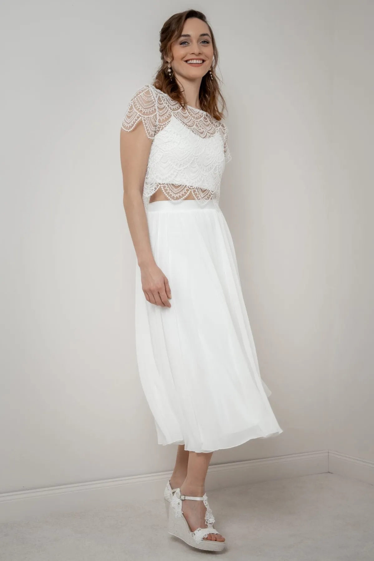 Braut Wedges, Sandalette mit Blumenspitze - Viena<BridalAmanecer Discount