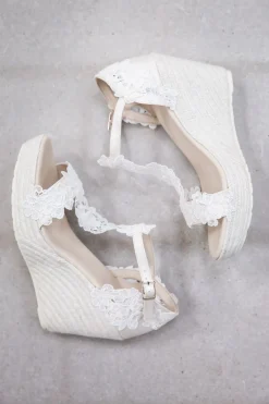 Braut Wedges, Sandalette mit Blumenspitze - Viena<BridalAmanecer Discount