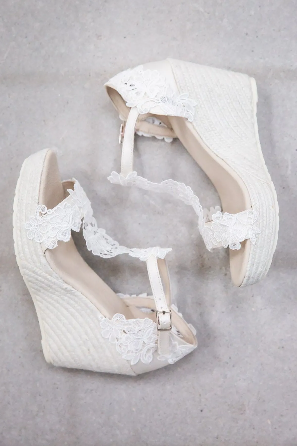Braut Wedges, Sandalette mit Blumenspitze - Viena<BridalAmanecer Discount