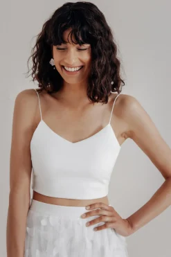 Crop Top für die Braut mit dünnen Trägern in Ivory – Corie crop<noni Discount