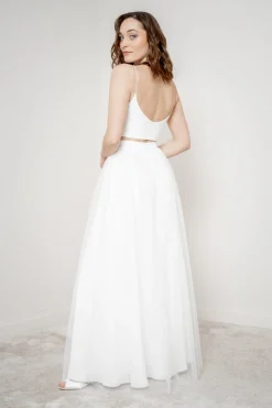 Crop Top für die Braut mit dünnen Trägern in Ivory – Corie crop<noni Discount