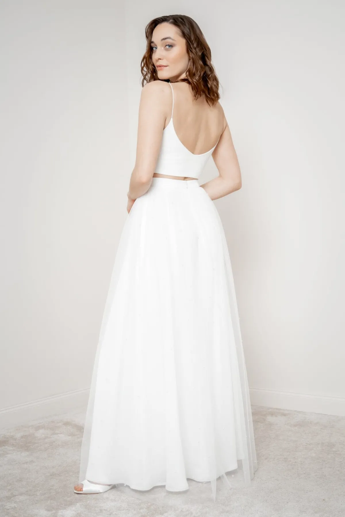 Crop Top für die Braut mit dünnen Trägern in Ivory – Corie crop<noni Discount