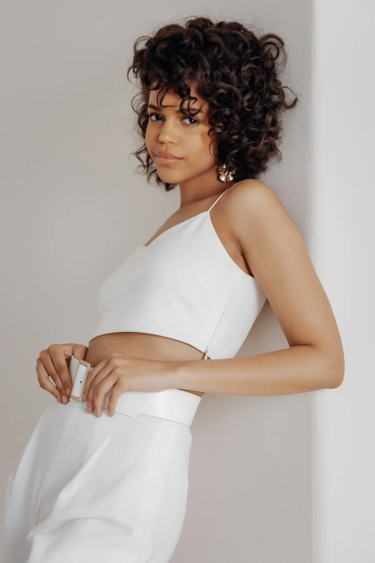 Crop Top für die Braut mit dünnen Trägern in Ivory – Corie crop<noni Discount