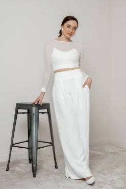 Crop Top für die Braut mit dünnen Trägern in Ivory – Corie crop<noni Discount
