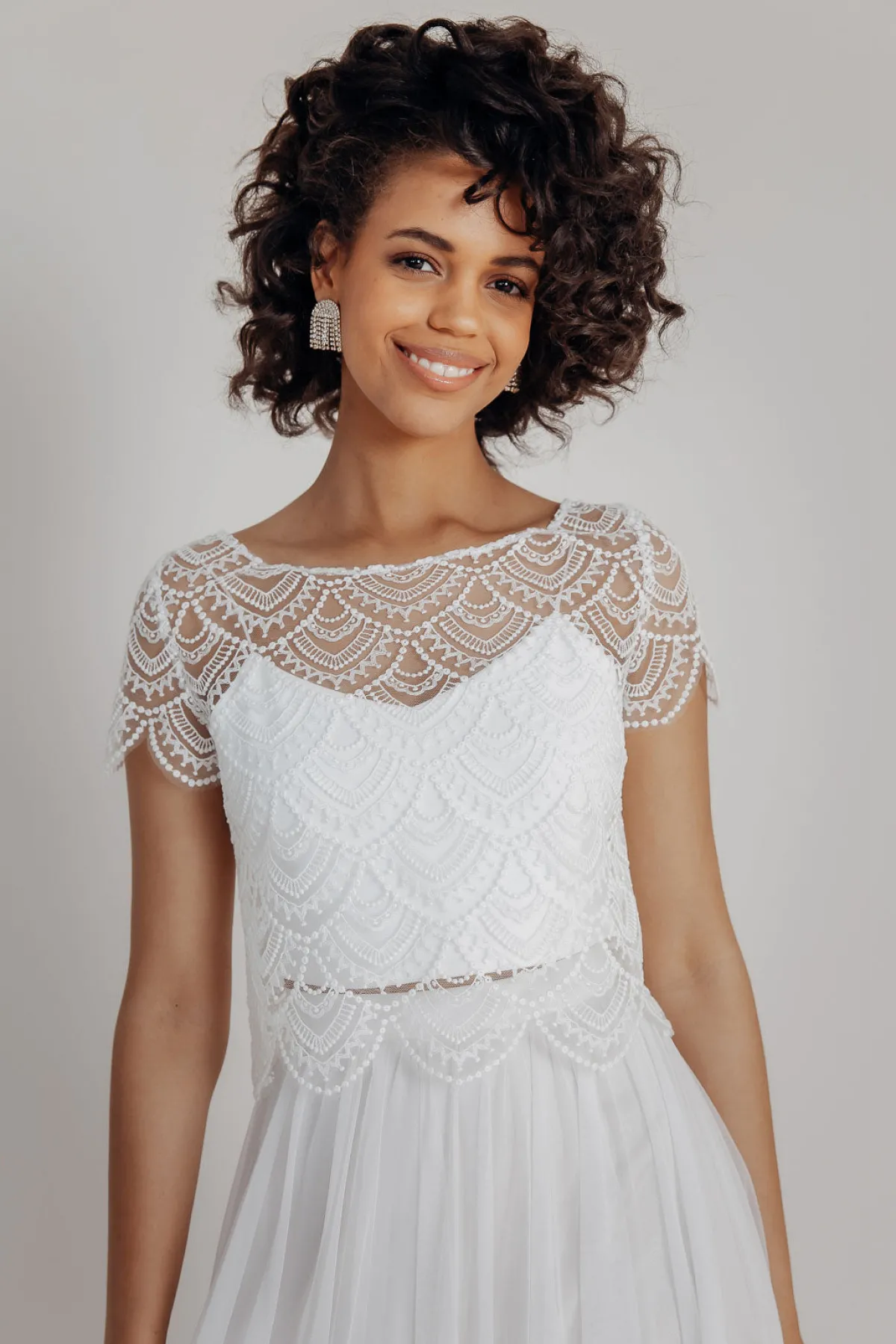 Crop Top für die Braut mit dünnen Trägern in Ivory – Corie crop<noni Discount