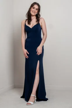 Dunkelblaues Abendkleid mit Rückenschnürung | <Glam & Grace Clearance