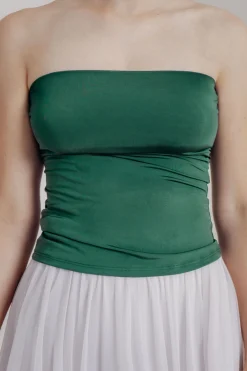 Dunkelgrünes Unterziehtop – Long Jersey Bandeau Forest Green<twobirds Outlet