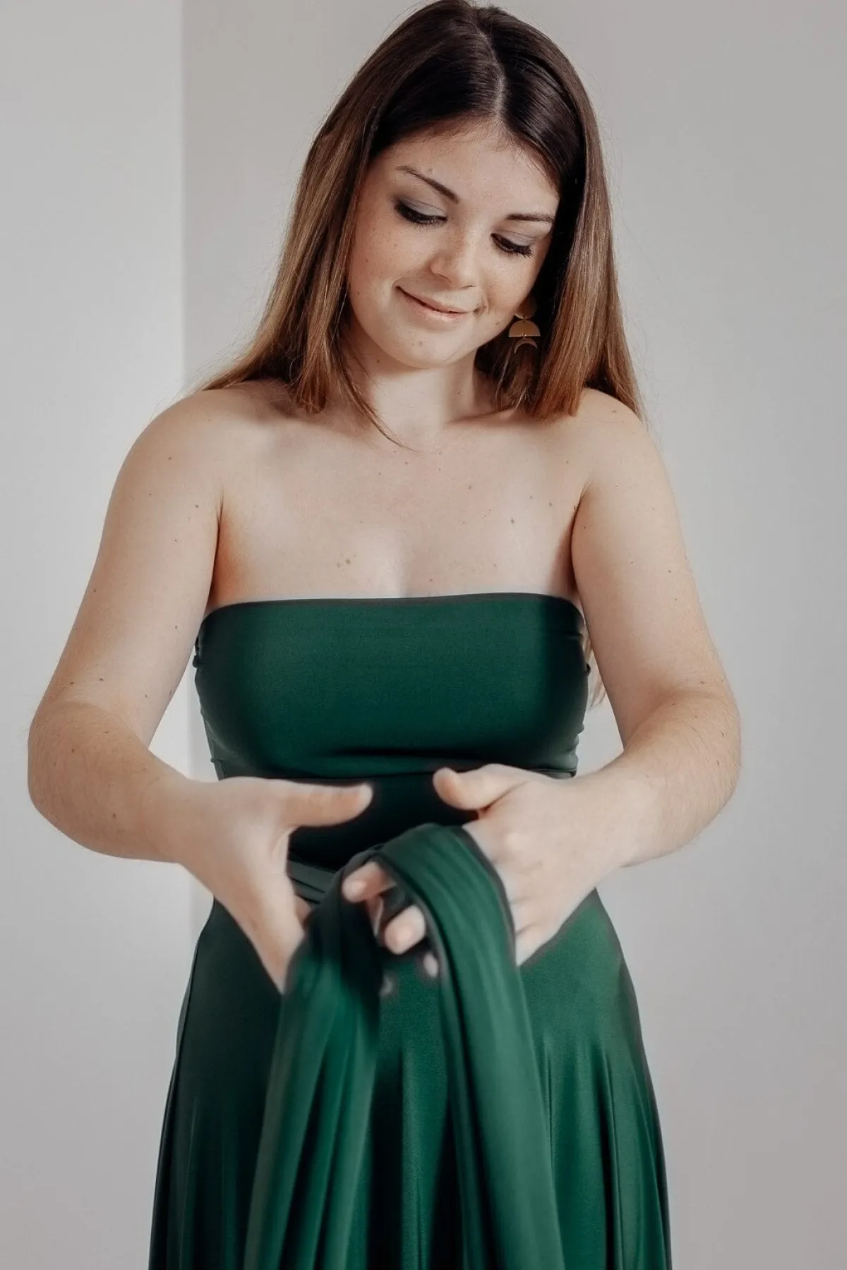 Dunkelgrünes Unterziehtop – Long Jersey Bandeau Forest Green<twobirds Outlet