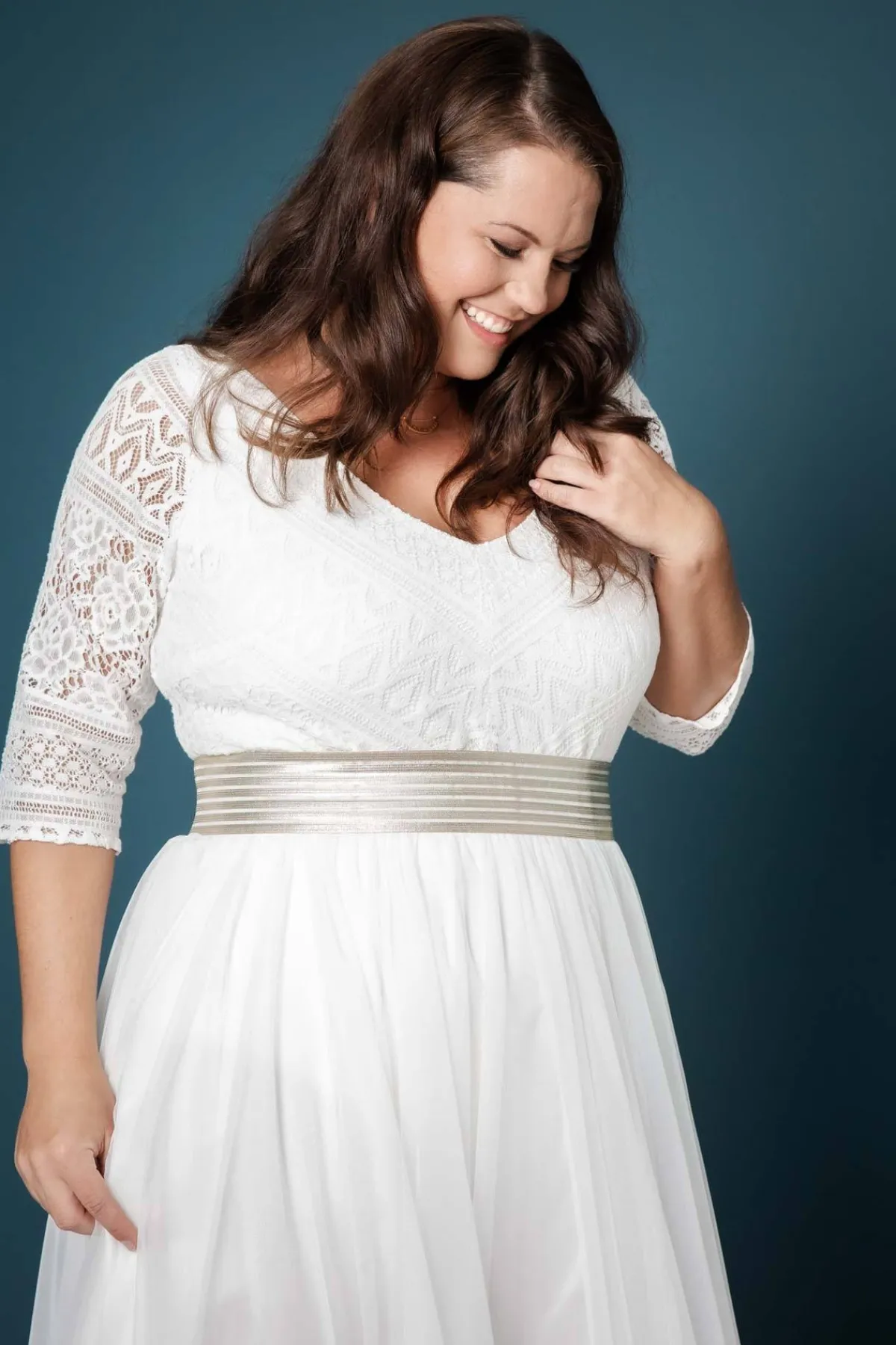 Elastischer Brautgürtel in Gold oder Silber – Mailenn Curvy<noni Discount