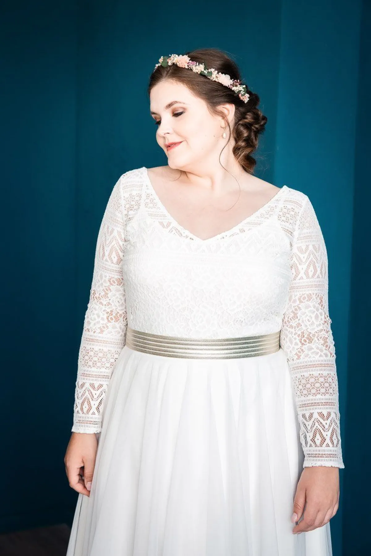 Elastischer Brautgürtel in Gold oder Silber – Mailenn Curvy<noni Discount