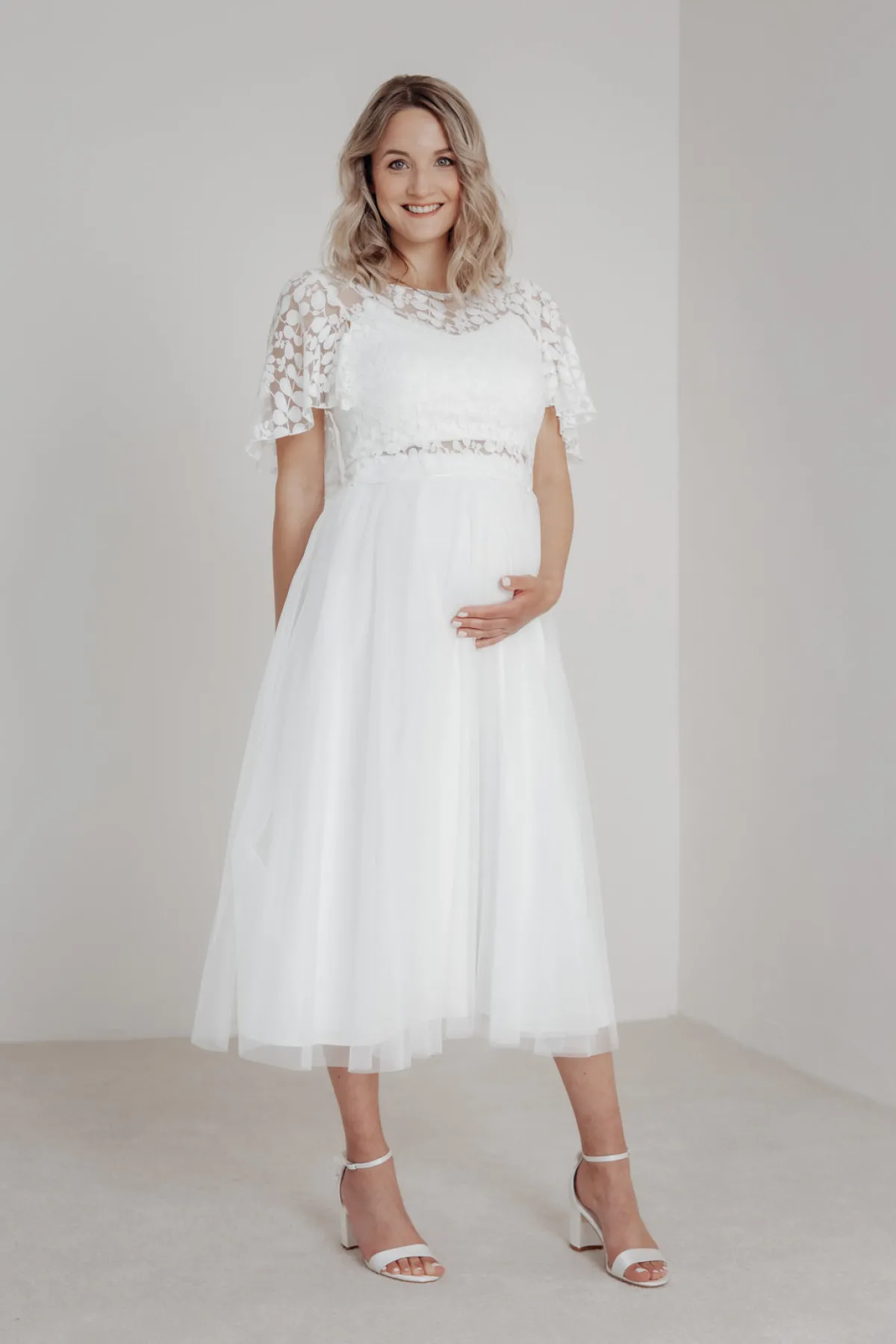 Elastischer Midi-Braut Rock in Ivory – Mailenn Eco<noni Outlet