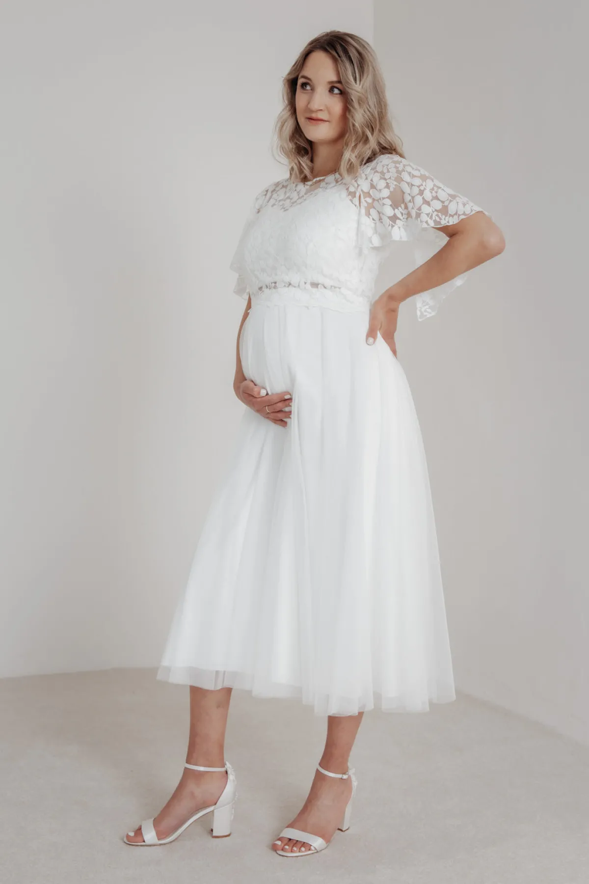 Elastischer Midi-Braut Rock in Ivory – Mailenn Eco<noni Outlet