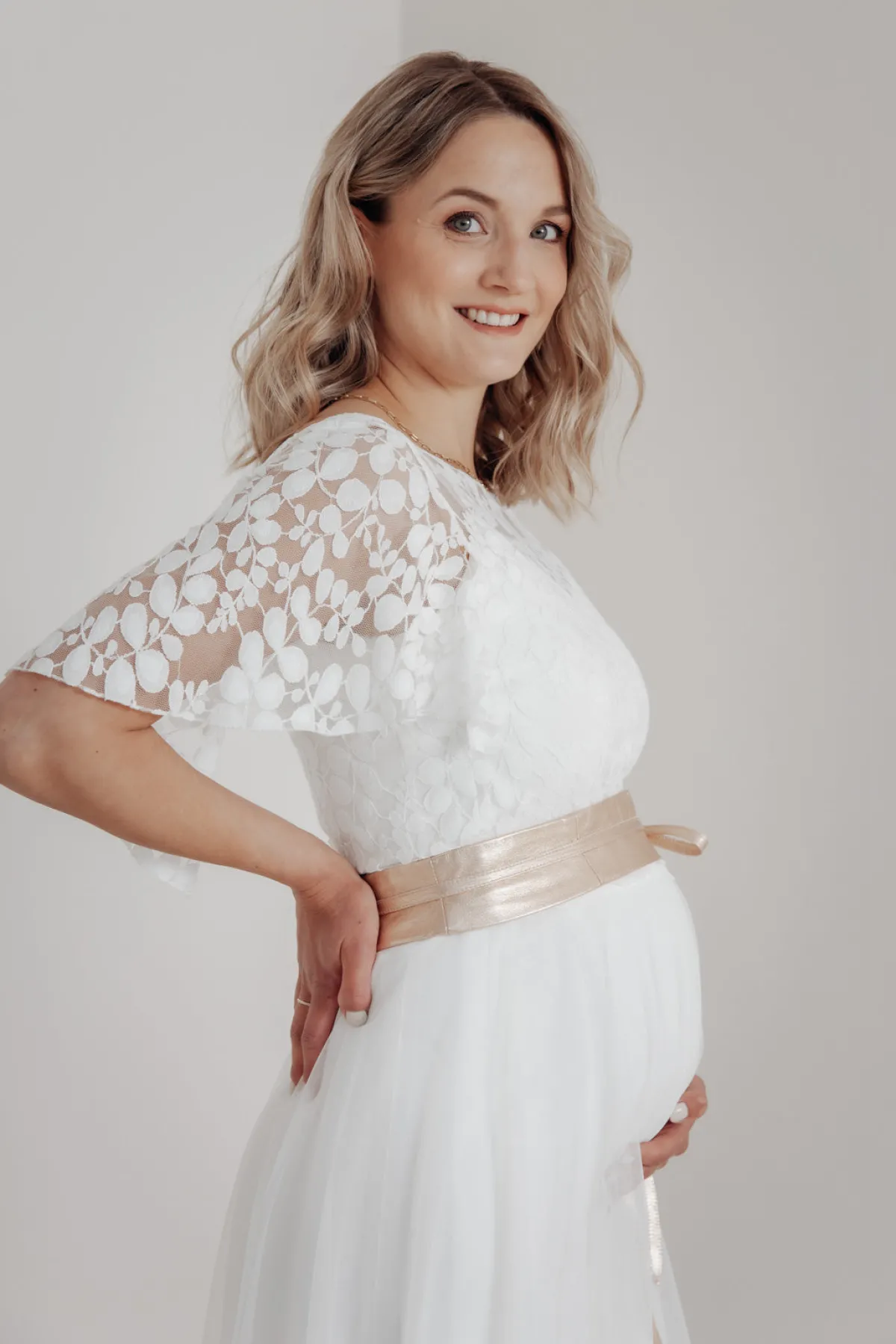 Elastischer Midi-Braut Rock in Ivory – Mailenn Eco<noni Outlet