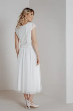 Elastischer Midi-Braut Rock in Ivory – Mailenn Eco<noni Outlet