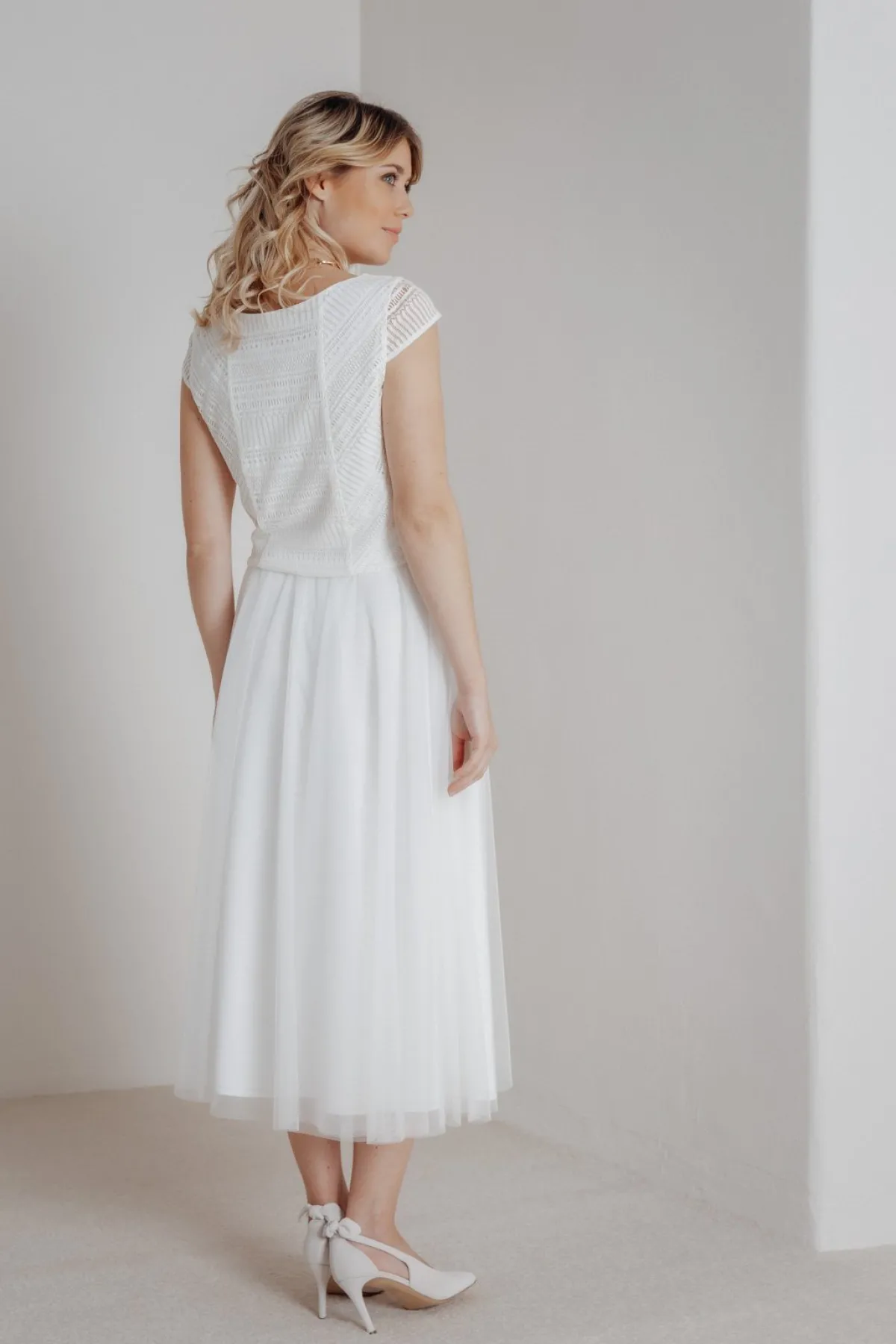 Elastischer Midi-Braut Rock in Ivory – Mailenn Eco<noni Outlet