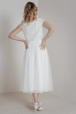 Elastischer Midi-Braut Rock in Ivory – Mailenn Eco<noni Outlet