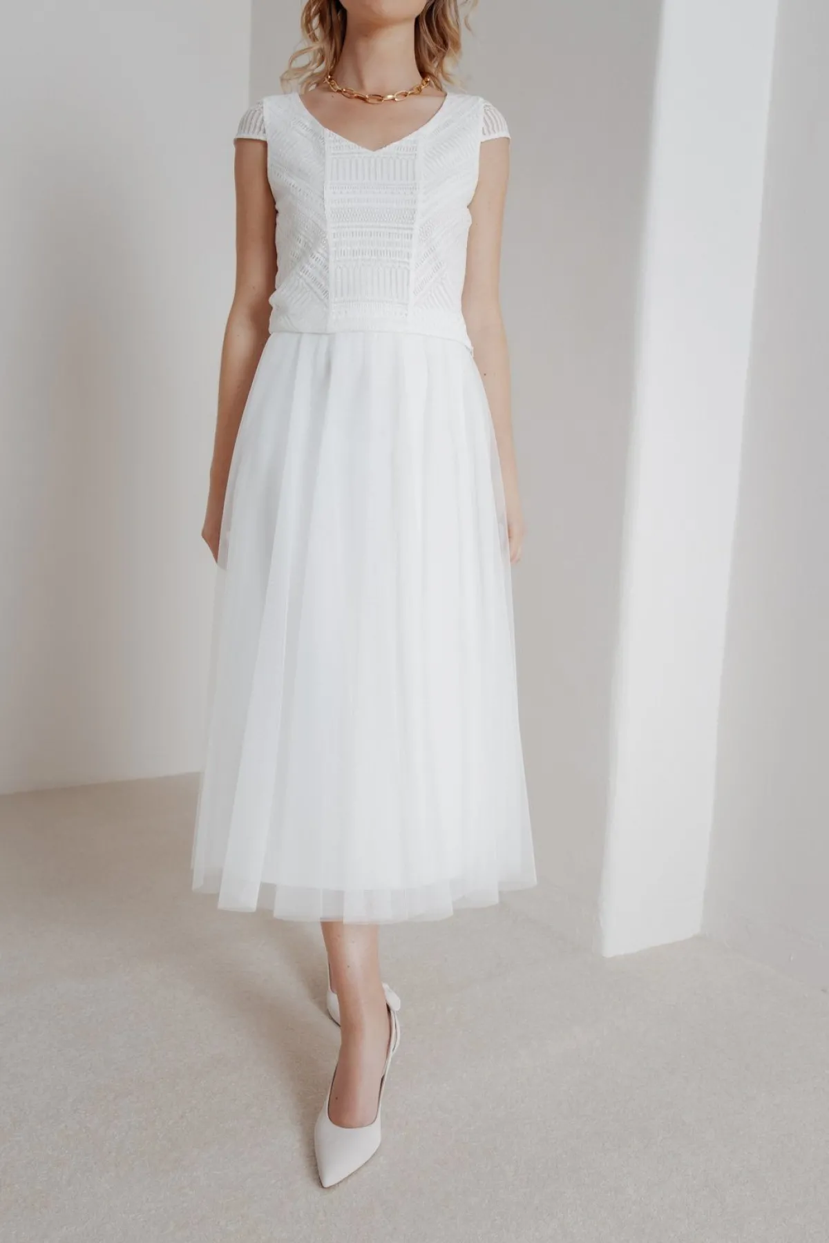 Elastischer Midi-Braut Rock in Ivory – Mailenn Eco<noni Outlet