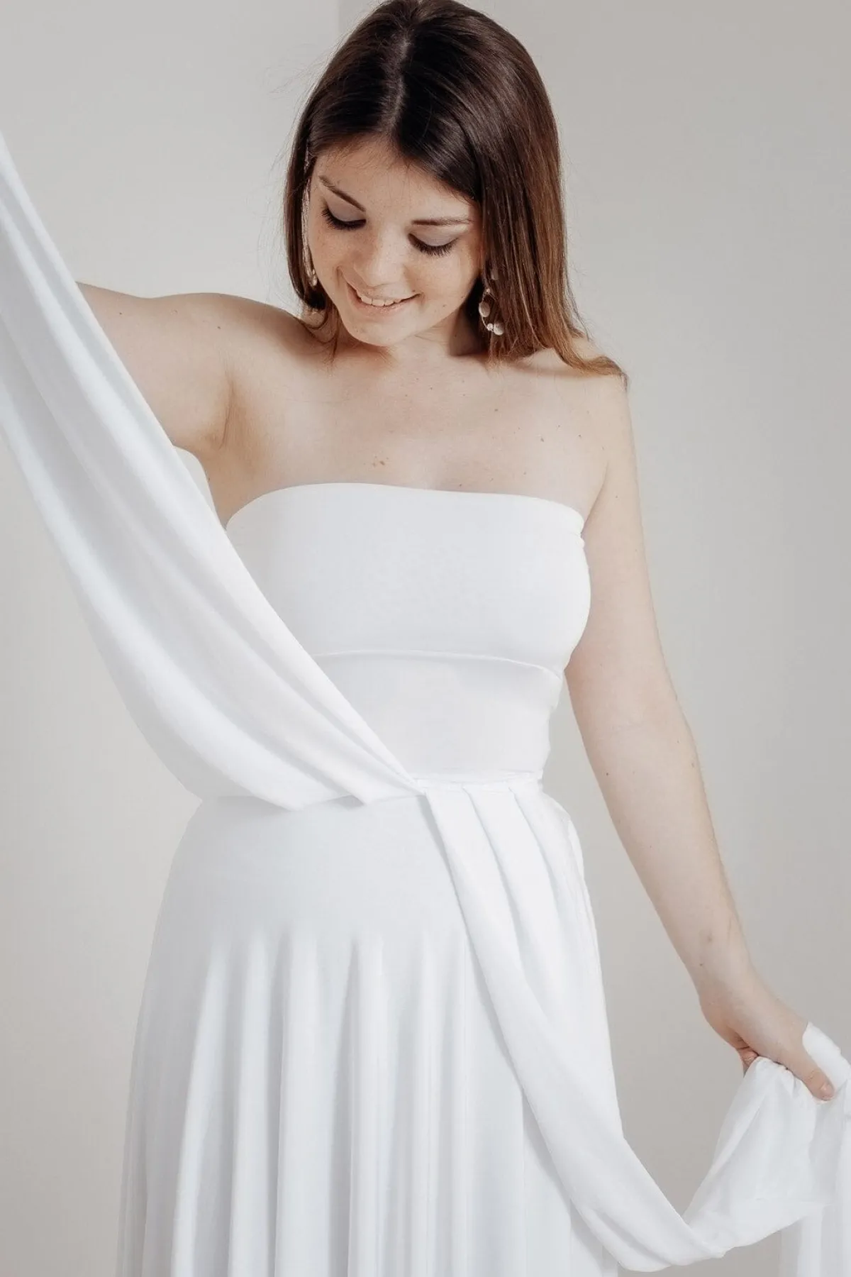 Elastisches Unterziehtop – Long Jersey Bandeau Ivory<twobirds