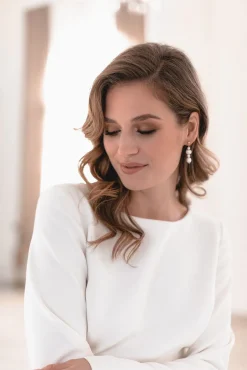 Elegante Braut Ohrringe mit Perlen Anhänger - Love Match<Juvelan Best