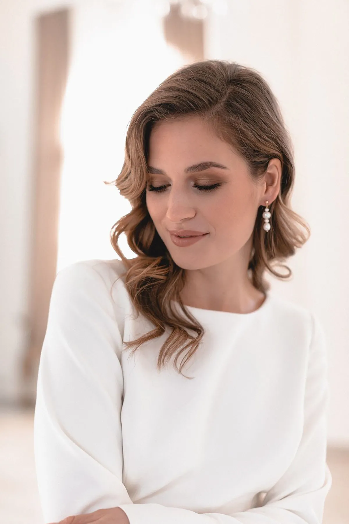 Elegante Braut Ohrringe mit Perlen Anhänger - Love Match<Juvelan Best
