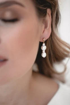 Elegante Braut Ohrringe mit Perlen Anhänger - Love Match<Juvelan Best