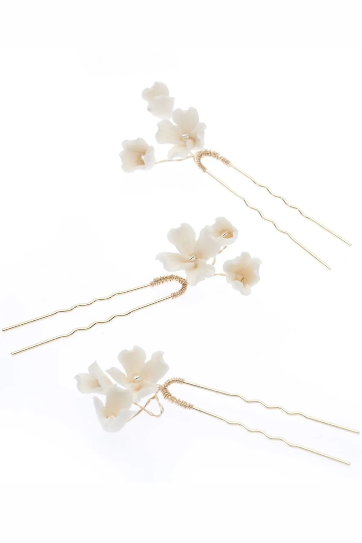 3-er Set Haarpins mit künstlichen Blüten<Poirier Online