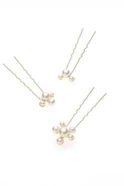 3-er Set Perlen-Haarpins<Poirier New