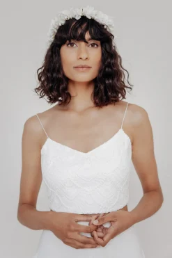 Extra kurzes Braut Top aus Vintage-Spitze – Niah Cropped<noni Discount