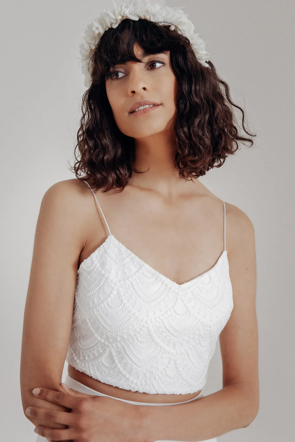 Extra kurzes Braut Top aus Vintage-Spitze – Niah Cropped<noni Discount