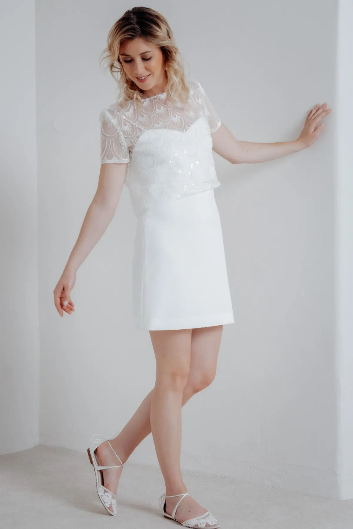 Flache Brautschuhe mit Spitze – Alicia Ivory Shoes<Bella Belle