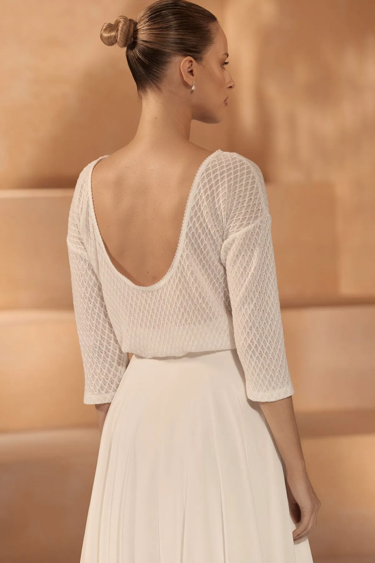 Gemusterter Braut Pullover in Ivory<Bianco Evento New