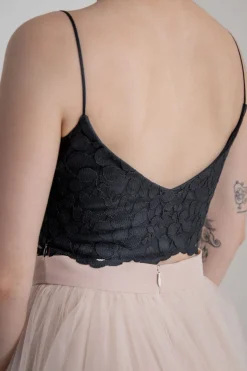 Gemustertes Spitzentop – Norine Cropped Black<noni Best