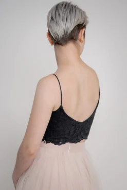 Gemustertes Spitzentop – Norine Cropped Black<noni Best