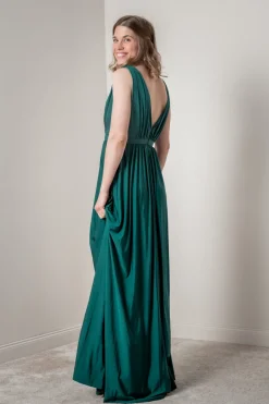 Grünes Brautjungfernkleid mit V-Ausschnitt |<Eliza & Ethan Sale