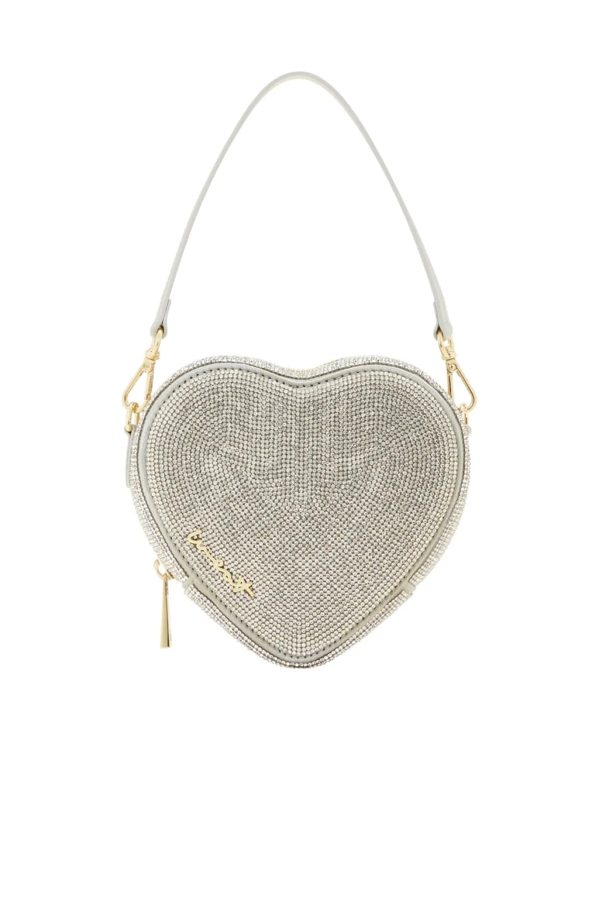 Herzförmige Handtasche in Silber – Midi Heart Bag Crystal |<Weat Clearance