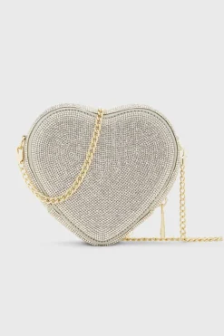 Herzförmige Handtasche in Silber – Midi Heart Bag Crystal |<Weat Clearance