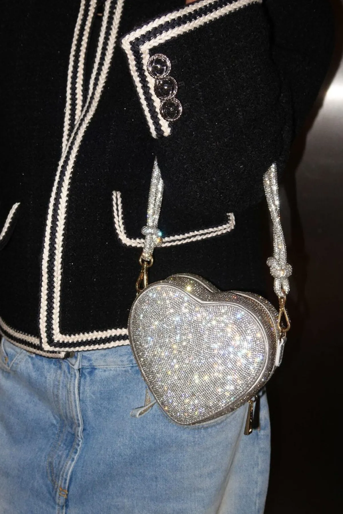 Herzförmige Handtasche in Silber – Midi Heart Bag Crystal |<Weat Clearance