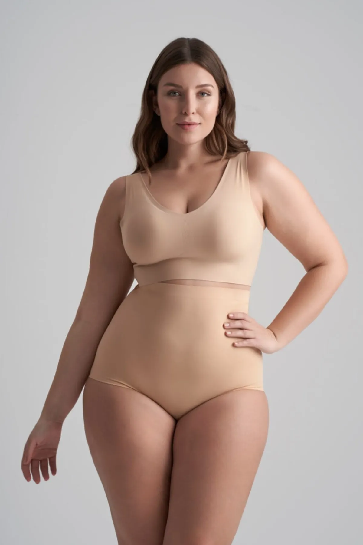 Invisible High Waist Brief Beige –<Bye Bra New