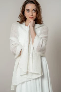 Ivoryfarbene Braut Stola aus Strickmix<forever & eva Clearance