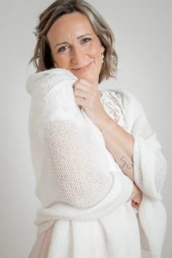 Ivoryfarbene Braut Stola aus Strickmix<forever & eva Clearance