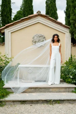 Kathedralen-Schleier aus Softtüll in Ivory<Poirier