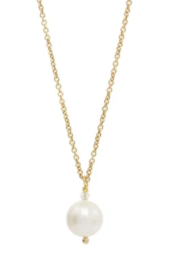 Kette mit rundem Perlen-Anhänger und kleinem Kristall – Blooming Beauty<Juvelan Sale