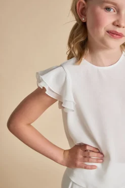 Kommunion-Chiffonbluse mit kurzen Ärmeln<Weise Online