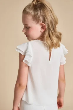 Kommunion-Chiffonbluse mit kurzen Ärmeln<Weise Online