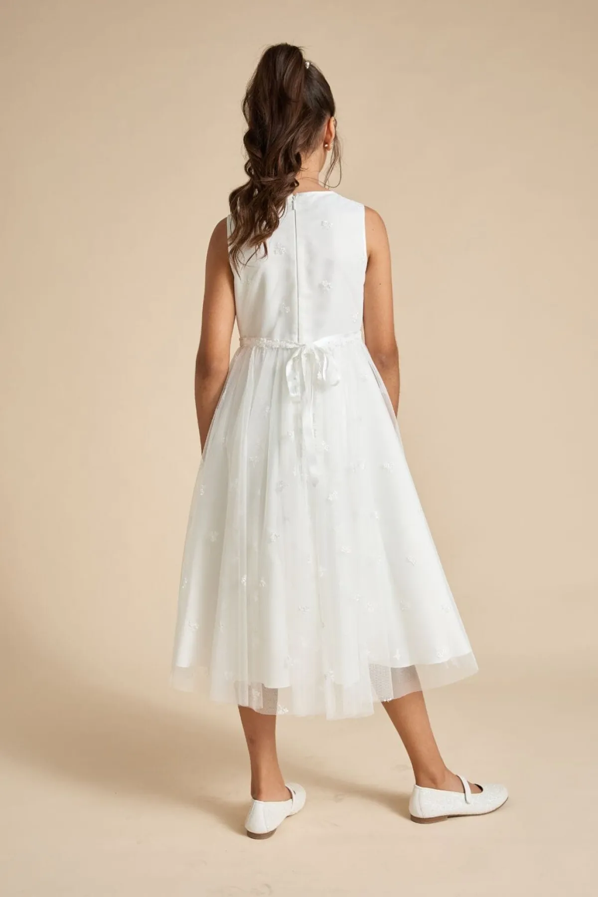 Kommunionkleid aus besticktem Tüll<Weise Discount