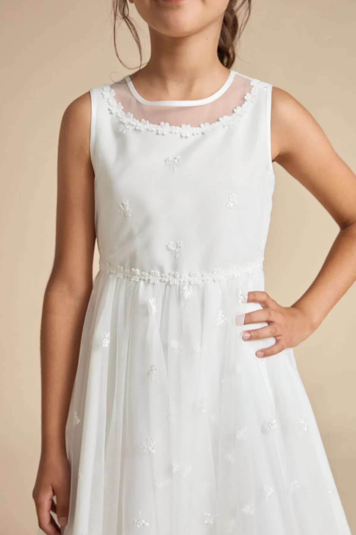 Kommunionkleid aus besticktem Tüll<Weise Discount