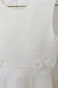 Kommunionkleid mit Glitzer und Blütenverzierung<Weise Sale